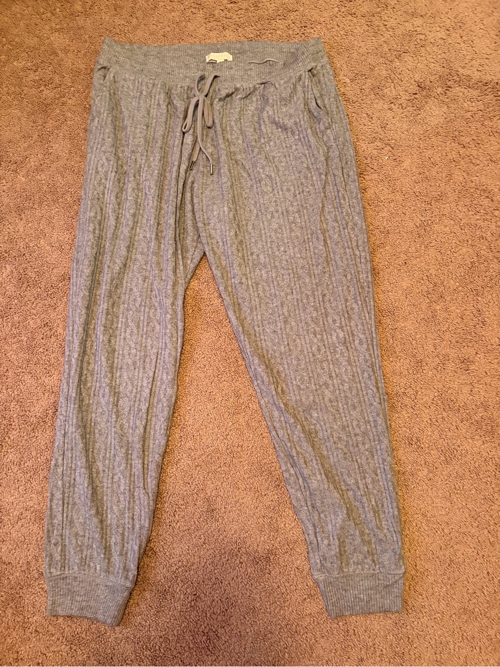 P.J. Salvage Gray Ribbed Knit Jogger Pants